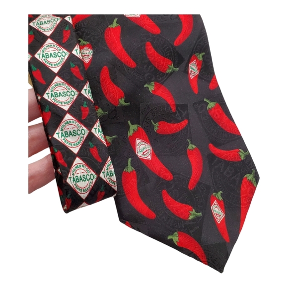 Vintage Tabasco Chili Pepper Logo Silk Tie Necktie 90s foodie - Picture 3 of 5